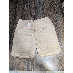 NWT LMental Shorts Men's Size 33 7 inch Beige Pockets Flat Front Tie Waist 182